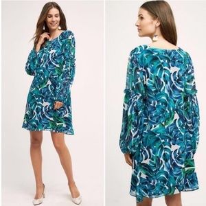 Anthropologie Chloe Oliver Blue/Green Floral dress size xs